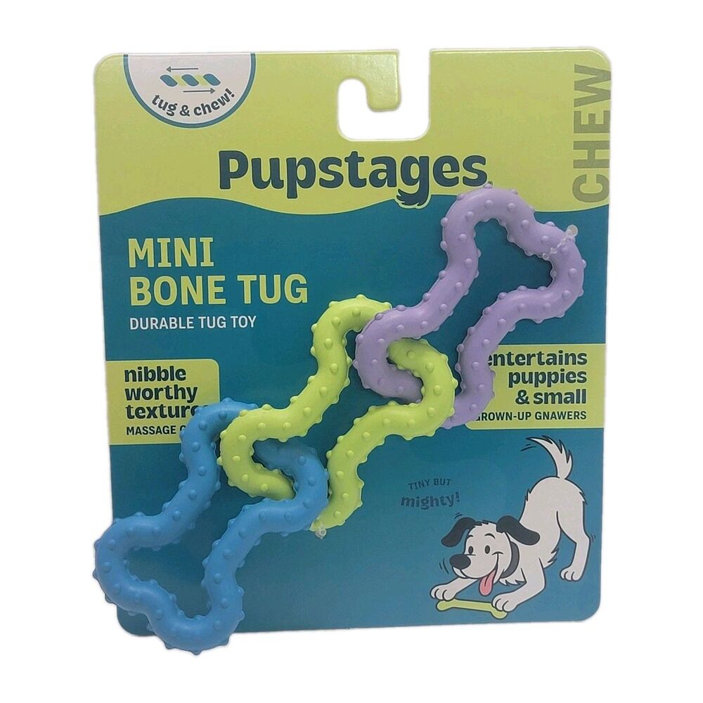 Pupstages Mini Bone Tug – Durable Puppy Chew & Tug Toy – New